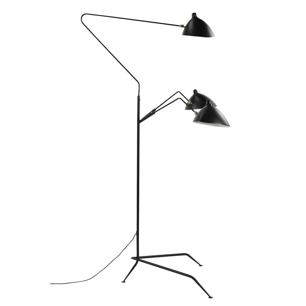 Serge Mouille style, Gulvlampe Contemporary 3-arm sort