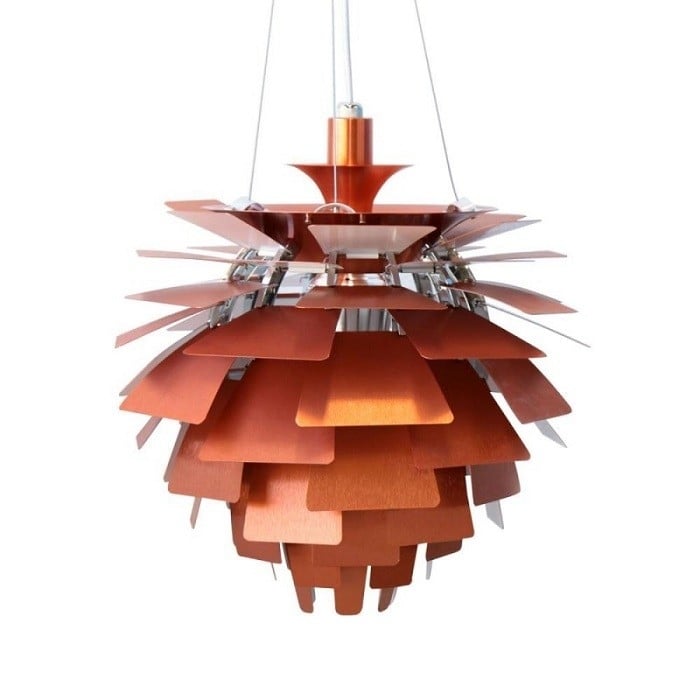 Poul Henningsen style, Vedhæng Artiskok lampe 48cm kobber rød