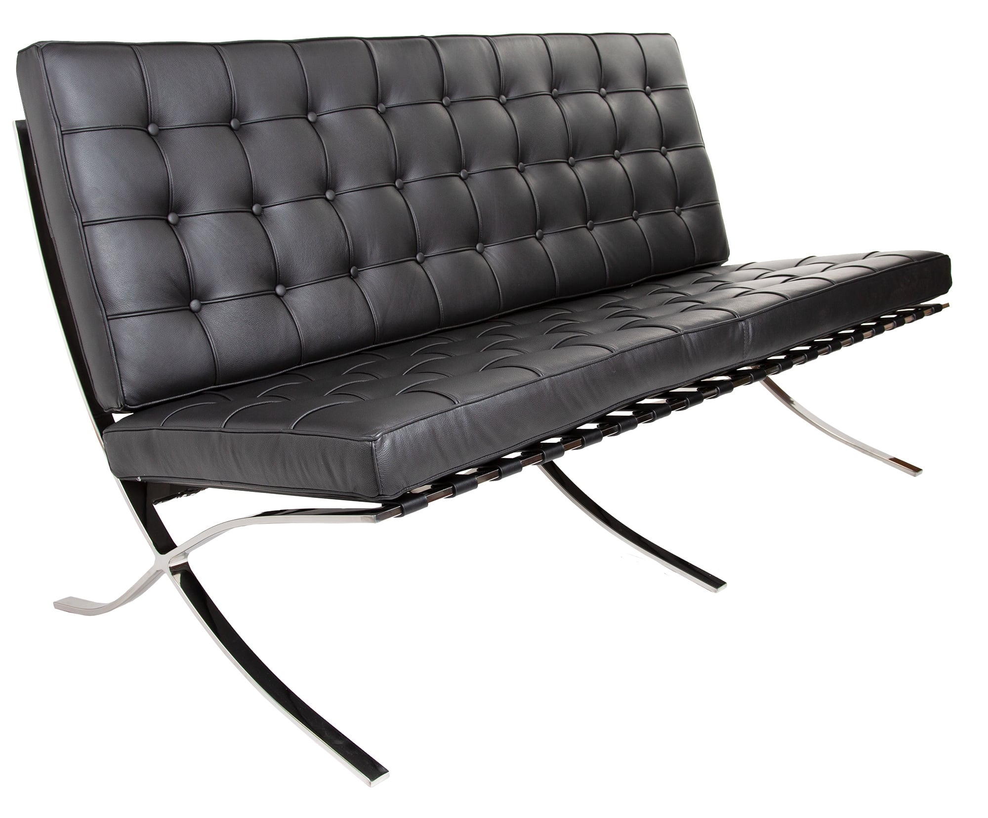 Ludwig Mies vd Rohe style, 2 personers sofa Barcelona Pavillion 2 personers sofa sort