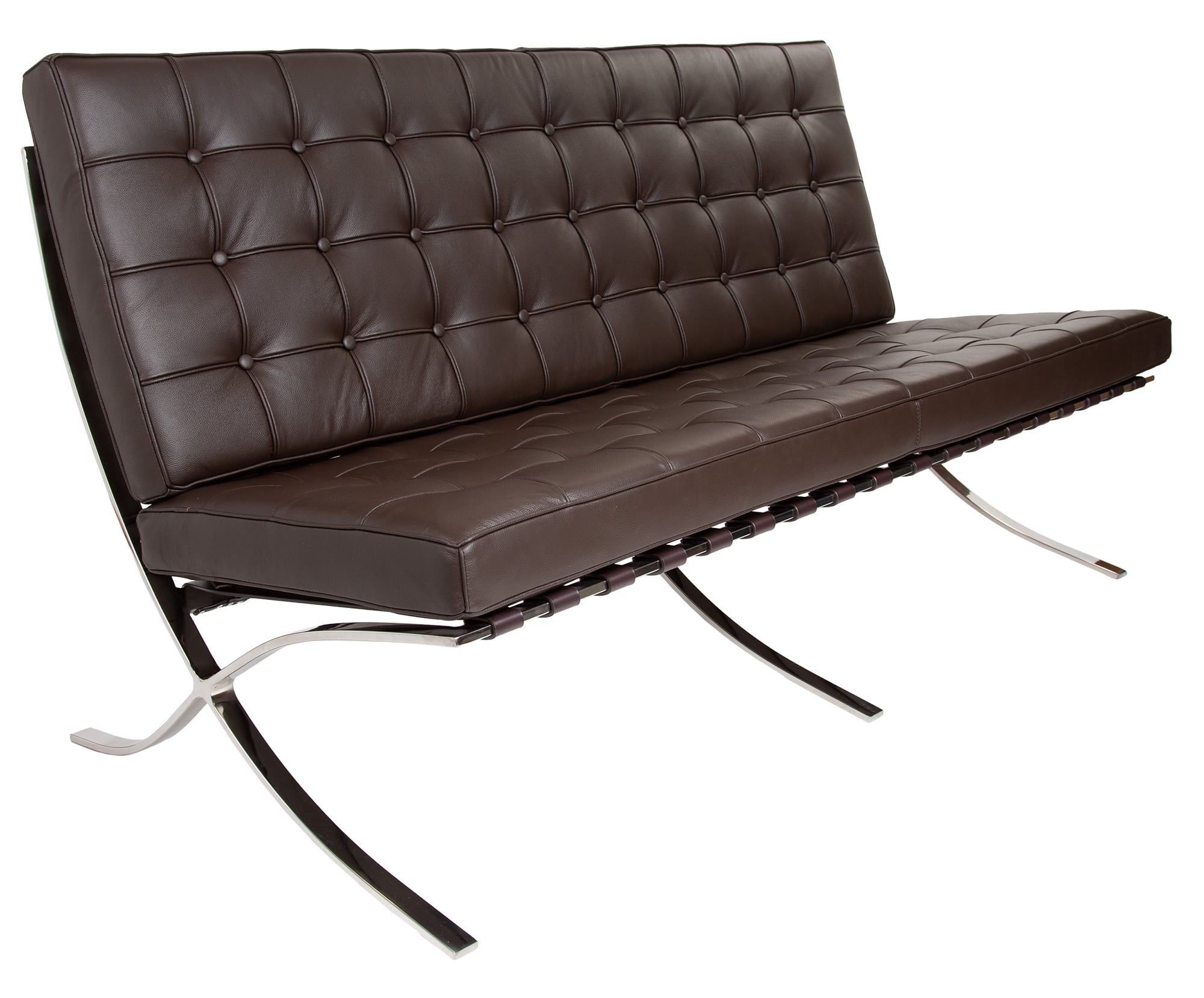 Ludwig Mies vd Rohe style, 2 personers sofa Barcelona Pavillion 2 personers sofa brun