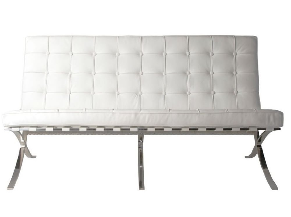 Ludwig Mies vd Rohe style, 2 personers sofa Barcelona Pavillion 2 personers sofa hvid