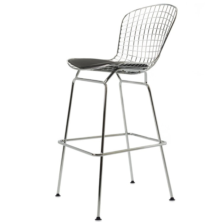 Harry Bertoia style, Barstol Bertoia Barstool sort Læder sort
