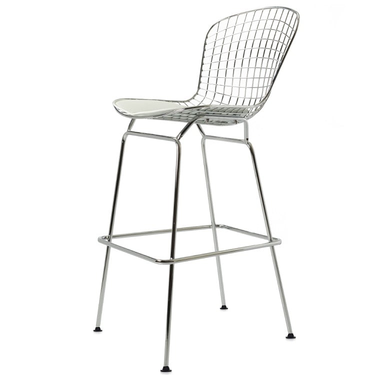 Harry Bertoia style, Barstol Bertoia Barstool hvid læder hvid