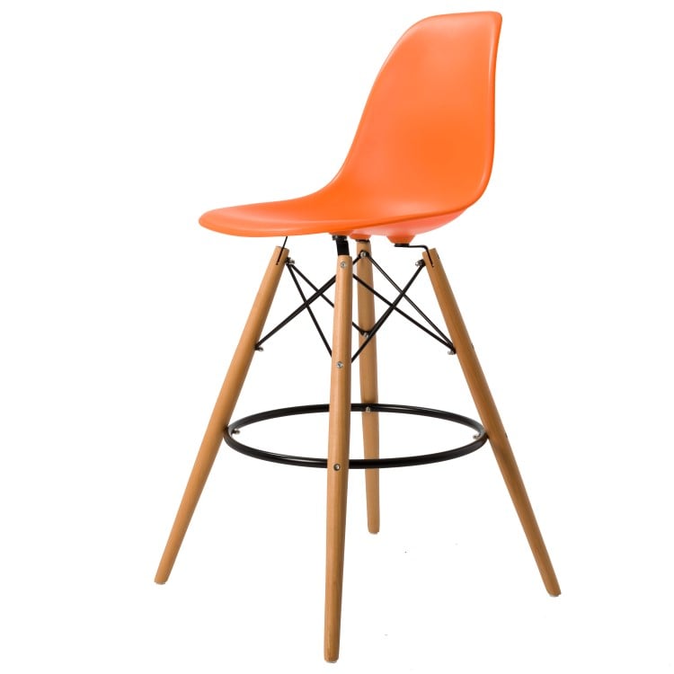 Charles Eames style, Barstol DSW mat PP orange