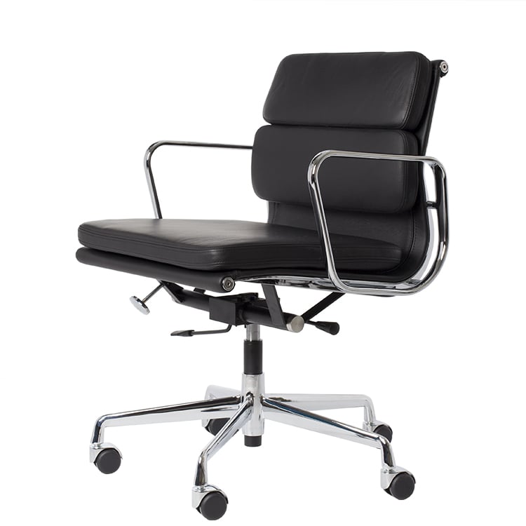 Charles Eames style, Kontorstol EA217 læder sort