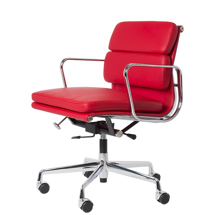 Charles Eames style, Kontorstol EA217 læder rød