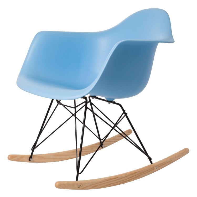 Charles Eames style, Gyngestol RAR sort stel PP lyseblå
