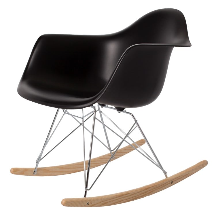 Charles Eames style, Gyngestol RAR Krom ramme PP sort