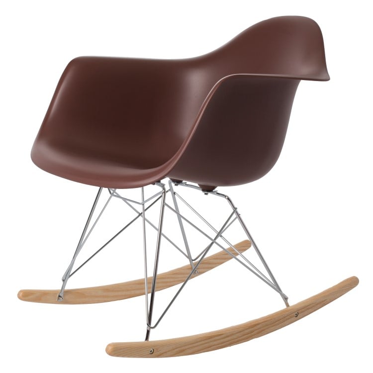 Charles Eames style, Gyngestol RAR Krom ramme PP brun