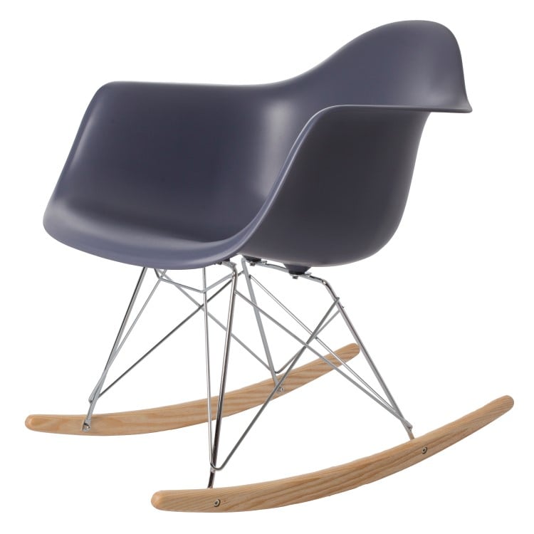 Charles Eames style, Gyngestol RAR Krom ramme PP mørkegrå