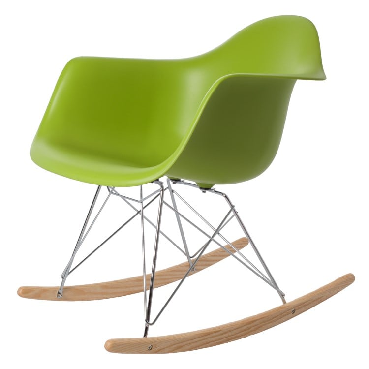Charles Eames style, Gyngestol RAR Krom ramme PP grøn