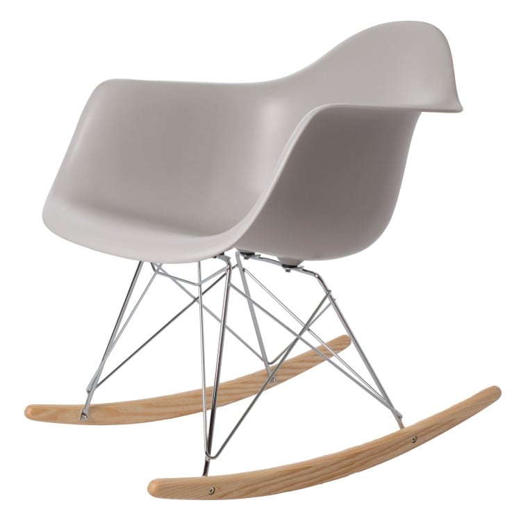 Charles Eames style, Gyngestol RAR Krom ramme PP lysegrå