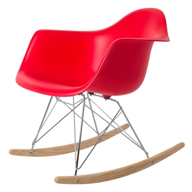 Charles Eames style, Gyngestol RAR Krom ramme PP rød