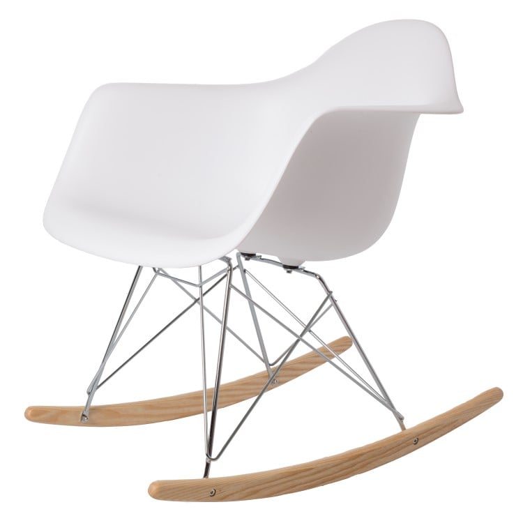 Charles Eames style, Gyngestol RAR Krom ramme PP hvid
