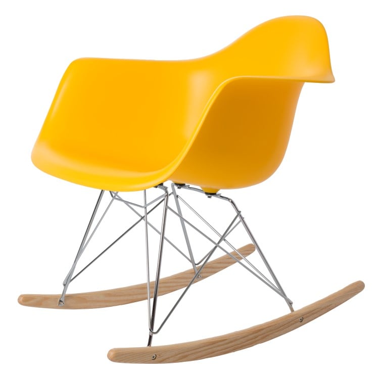 Charles Eames style, Gyngestol RAR Krom ramme PP gul