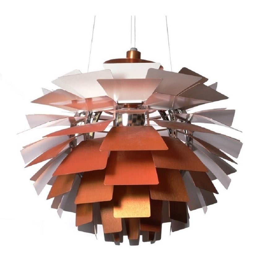 Poul Henningsen style, Vedhæng Artiskok lampe 72cm kobber rød