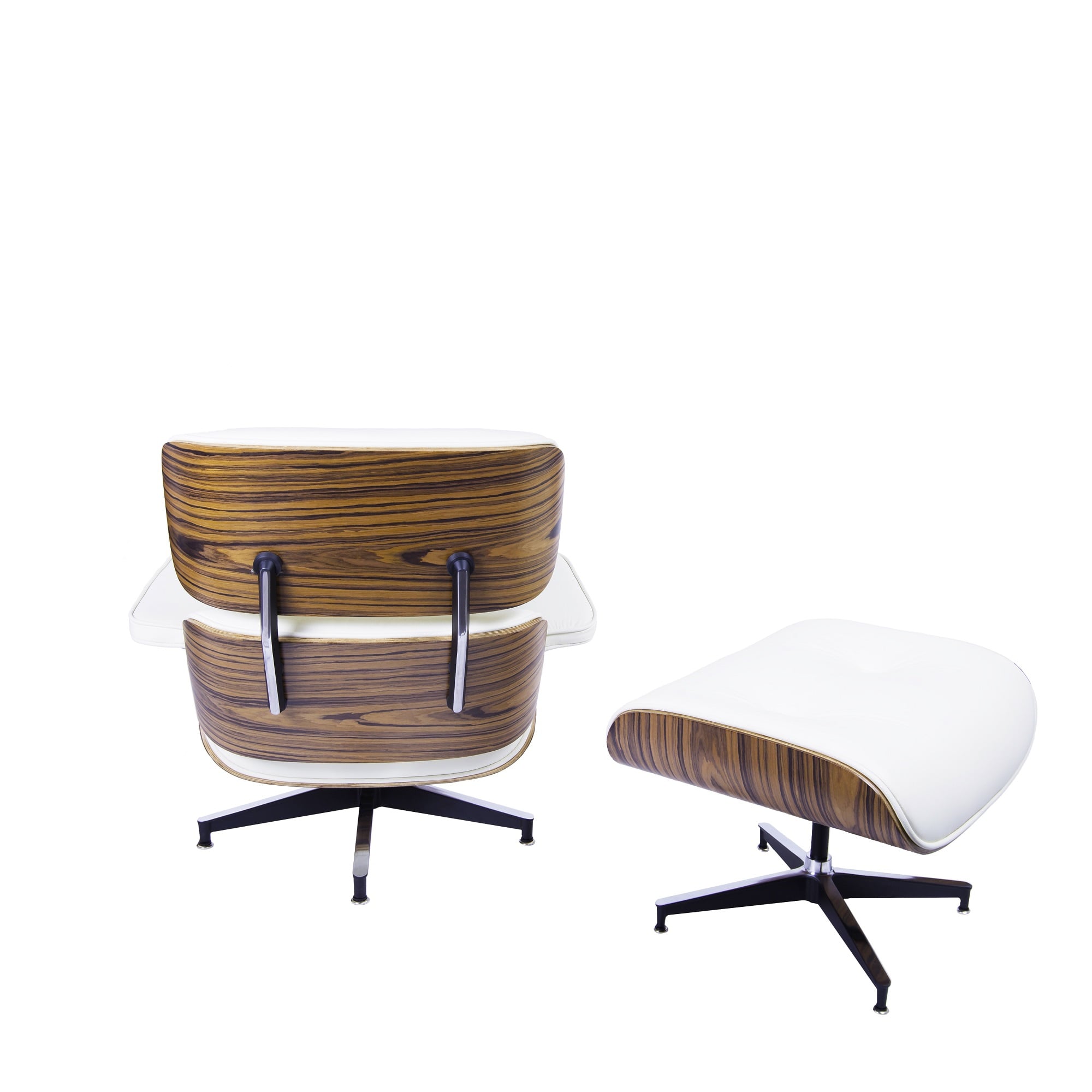 Charles Eames style, Lænestol inkl. Afføring EA670 creme Palysander Sort base
