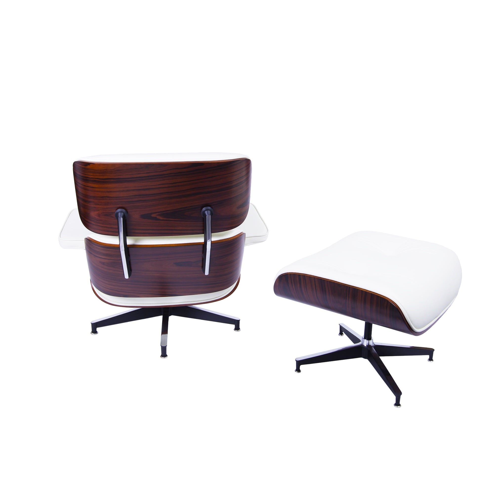 Charles Eames style, Lænestol inkl. Afføring EA670 creme Rosatræ Sort base