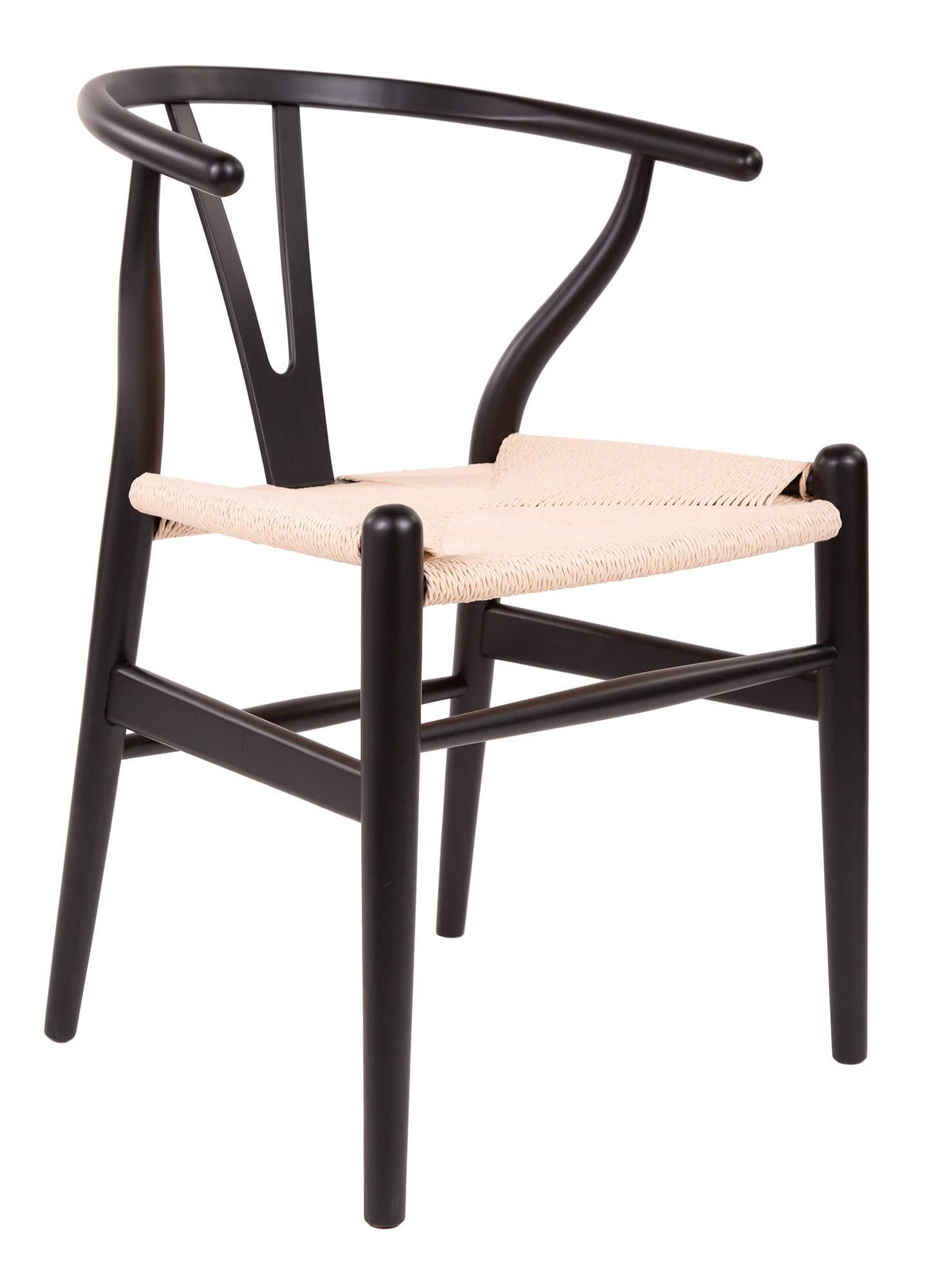 Wegner style, Spisebordsstol Y-chair wishbone CH24 sort natural