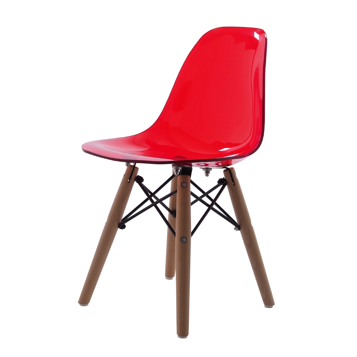 Charles Eames style, Højstol DSW Junior transparant rød
