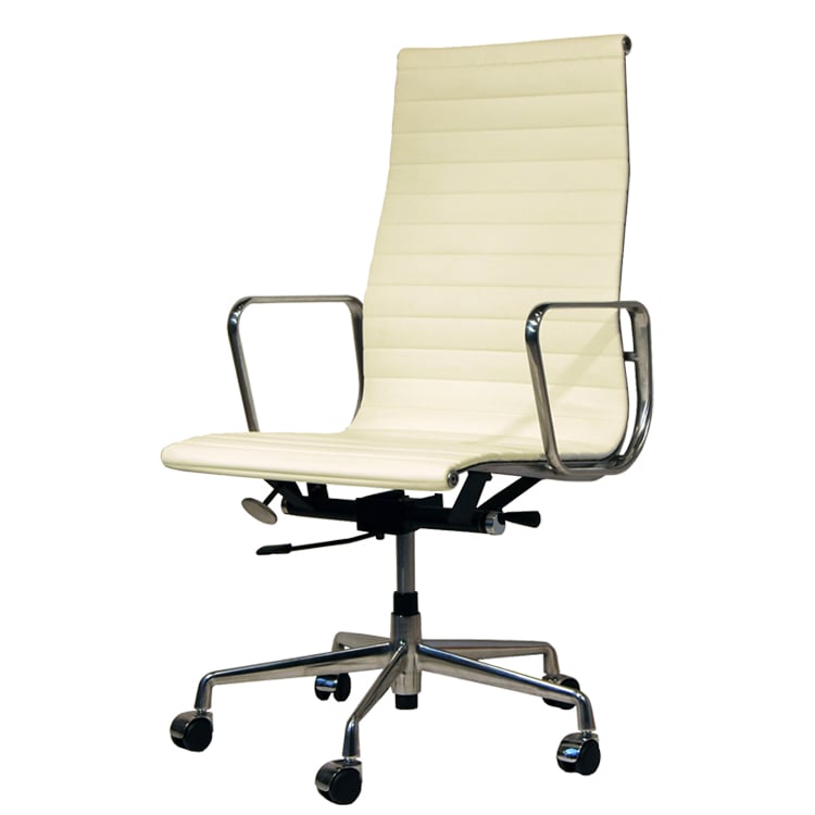 Charles Eames style, Kontorstol EA119 læder creme