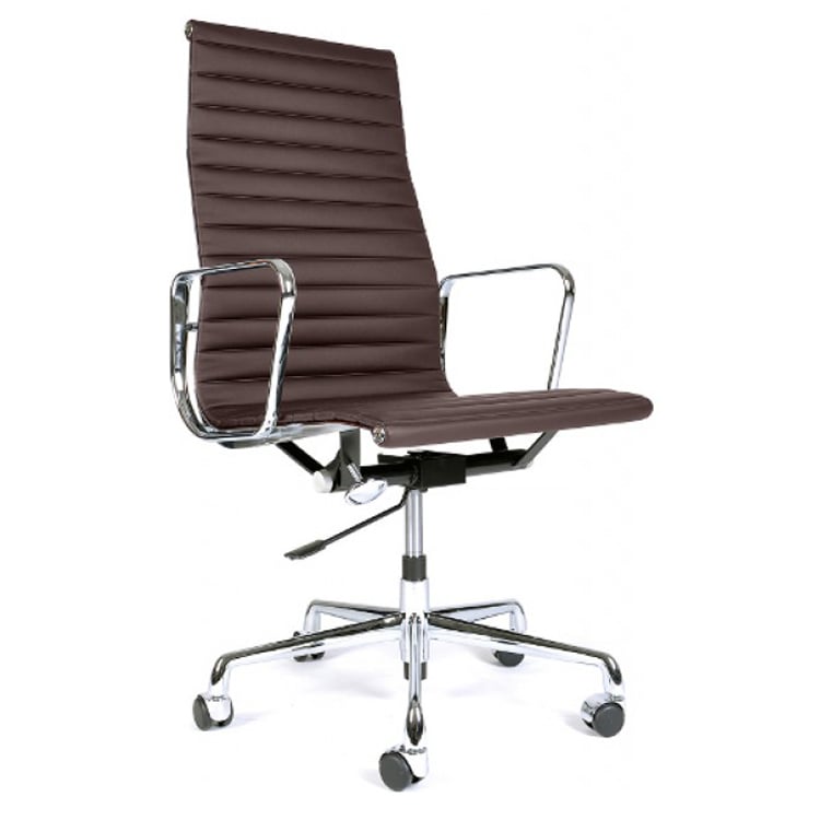 Charles Eames style, Kontorstol EA119 læder brun
