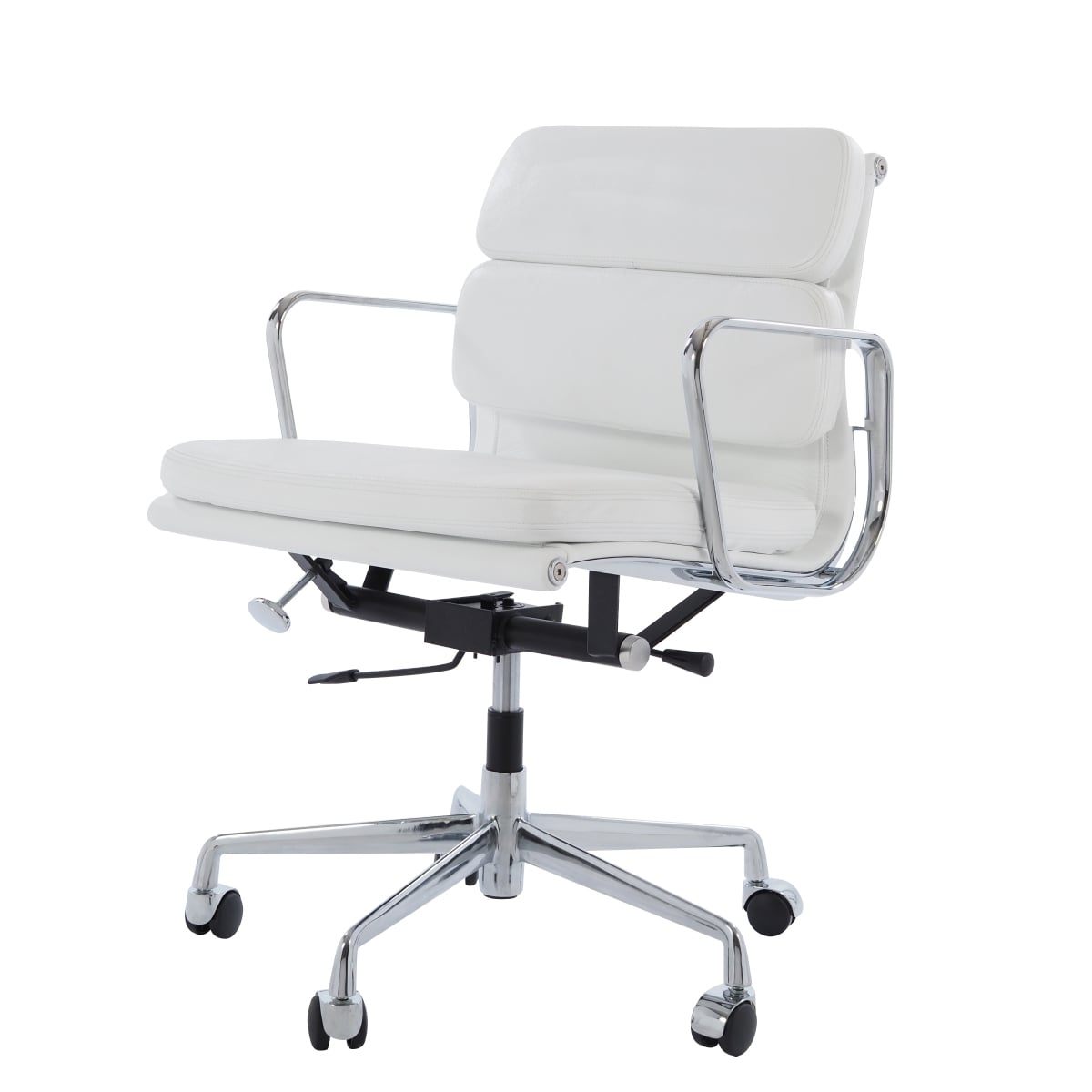 Charles Eames style, Kontorstol EA217 læder hvid