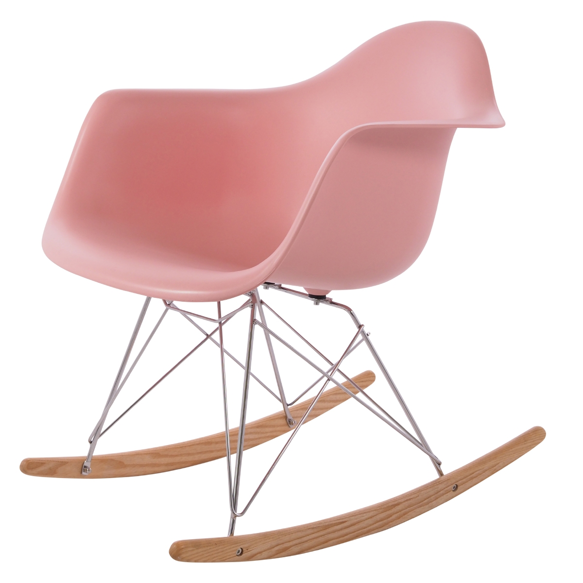 Charles Eames style, Gyngestol RAR Krom ramme PP baby rosa
