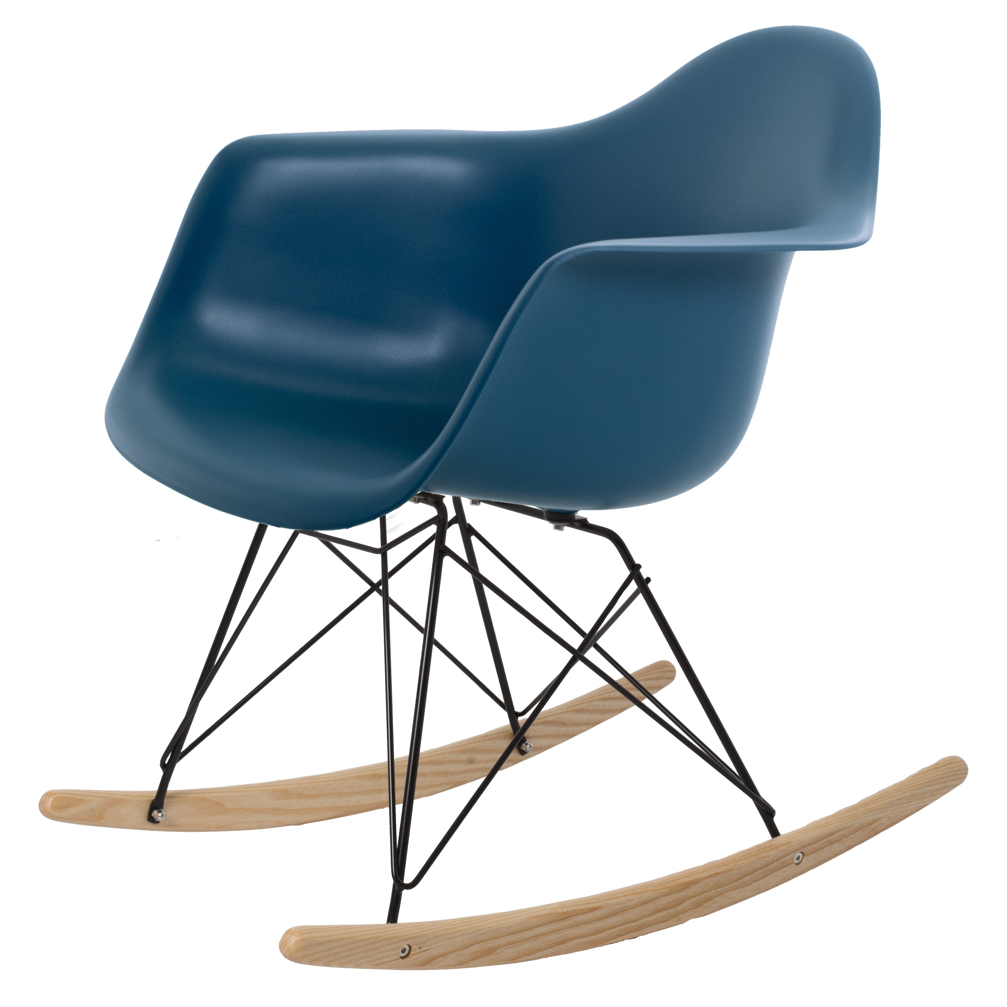 Charles Eames style, Gyngestol RAR sort stel PP havblå