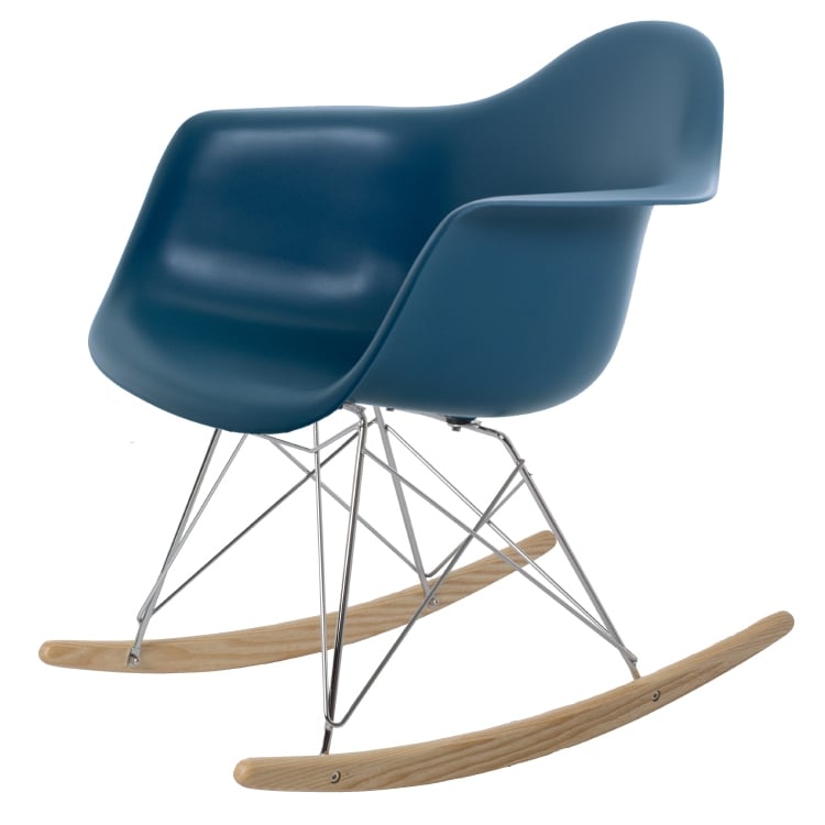Charles Eames style, Gyngestol RAR Krom ramme PP havblå
