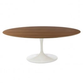 Eero Saarinen style, Spisebord Tulip tabel Oval Top valnød Base hvid