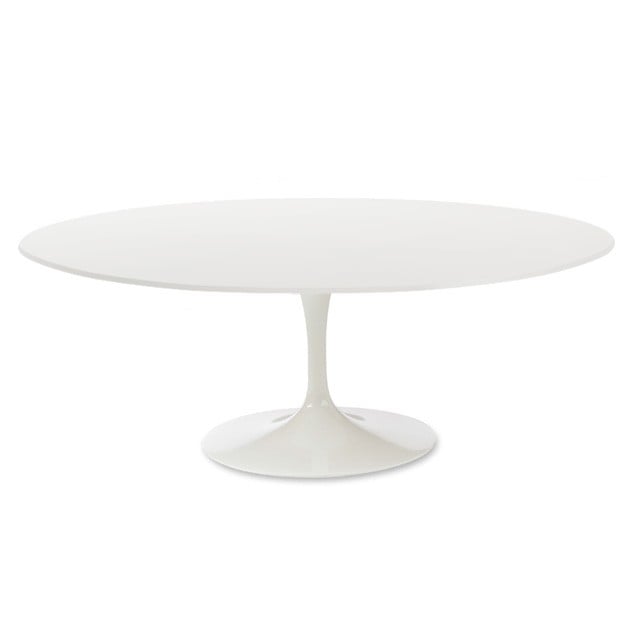 Eero Saarinen style, Spisebord Tulip tabel Top Træ hvid Base hvid