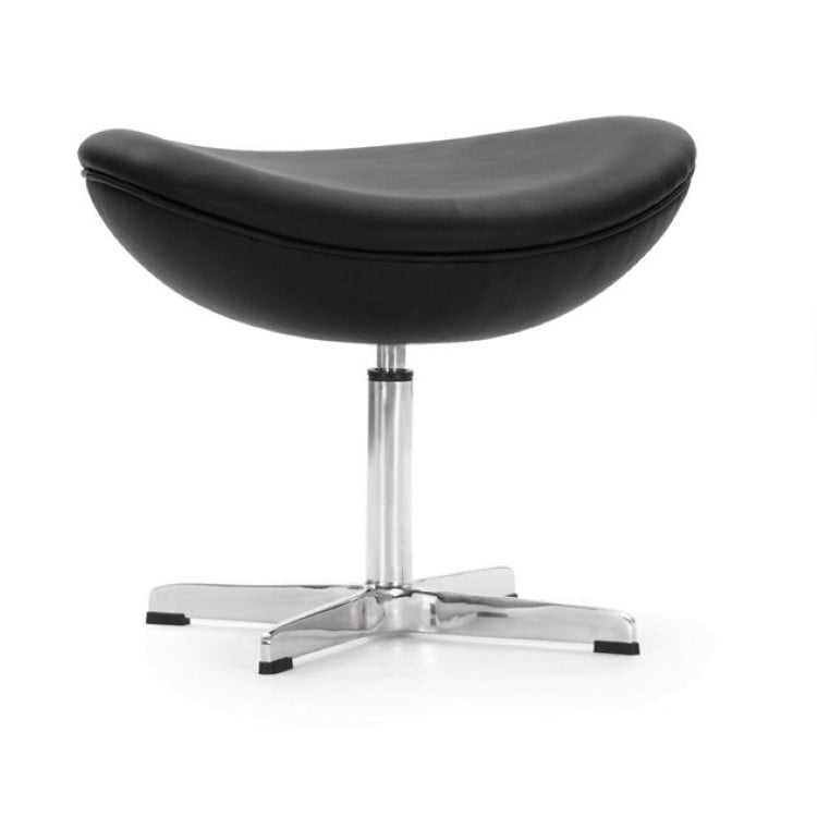 Arne Jacobsen style, Fodskammel Egg stol læder sort