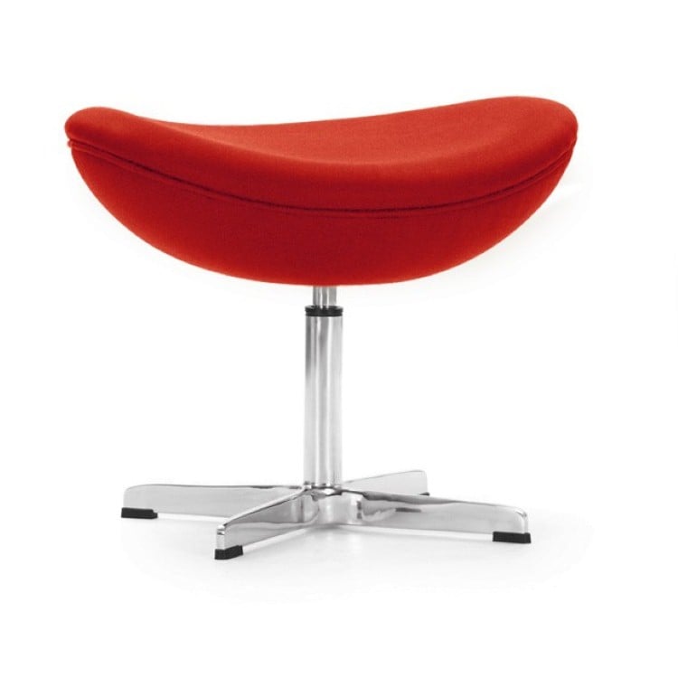 Arne Jacobsen style, Fodskammel Egg stol cashmere rød