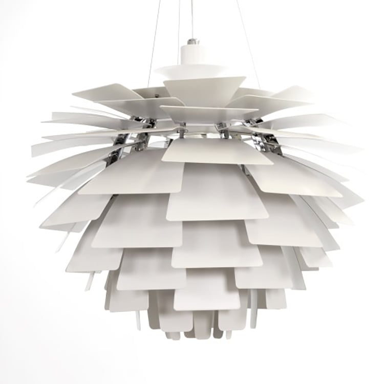 Poul Henningsen style, Vedhæng Artiskok lampe 92cm hvid