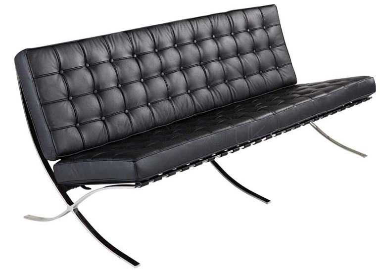 Ludwig Mies vd Rohe style, 3 personers sofa Barcelona Pavillion 3 personers sofa sort