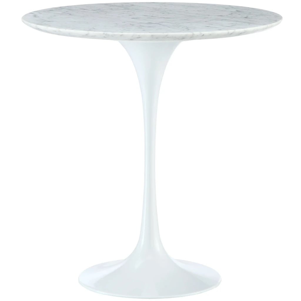 Eero Saarinen style, Sidebord Tulip tabel 50cm Top Marmor hvid Base hvid