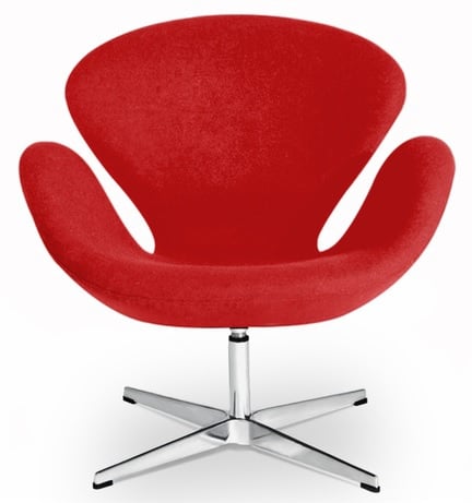 Arne Jacobsen style, Lænestol Swan Cashmere rød