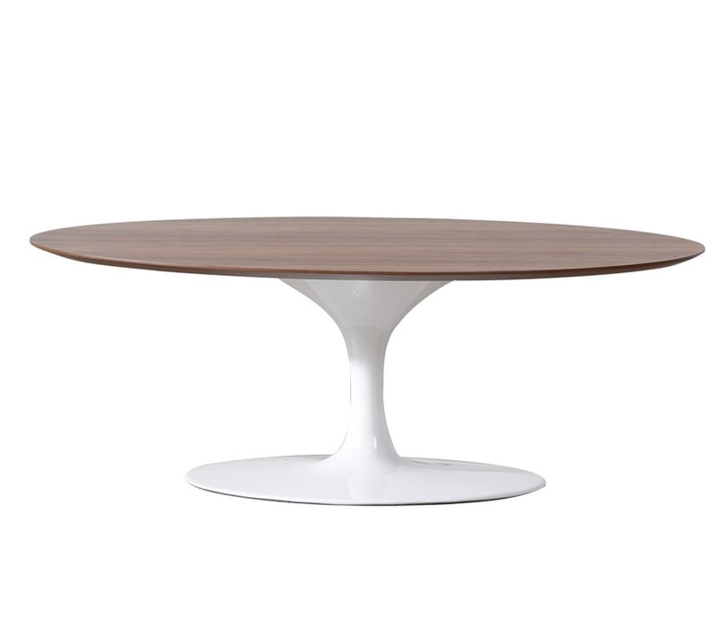 Eero Saarinen style, Sofabord Tulip tabel Oval Top valnød Base hvid