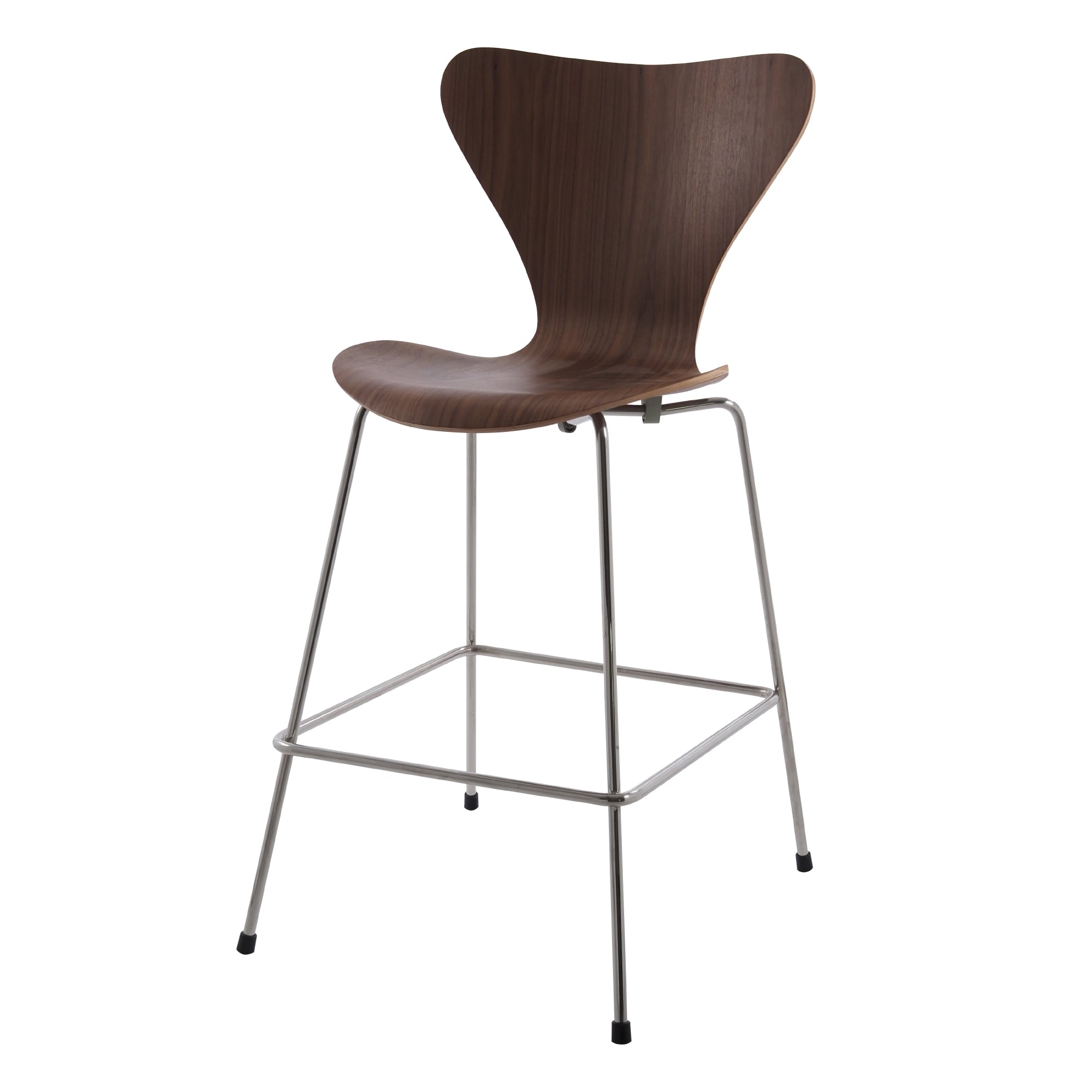 Arne Jacobsen style, Barstol Butterfly series 66cm Valnød