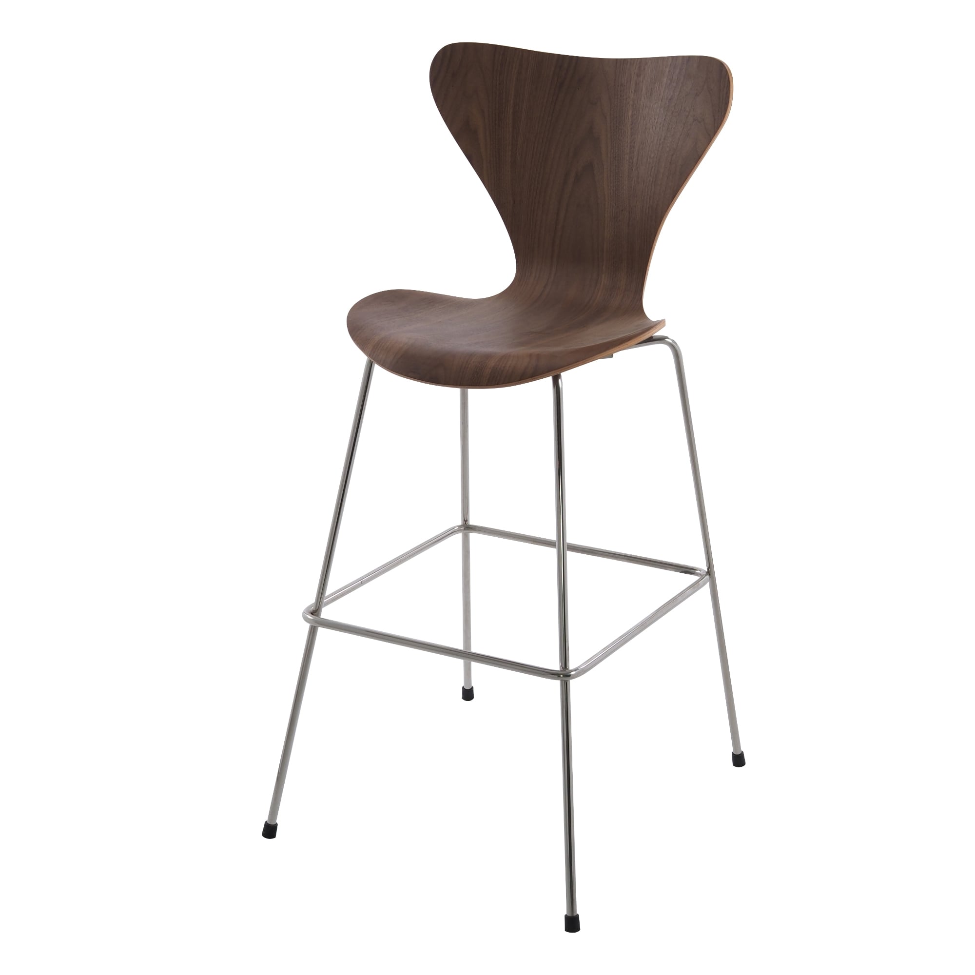 Arne Jacobsen style, Barstol Butterfly series 76cm Valnød